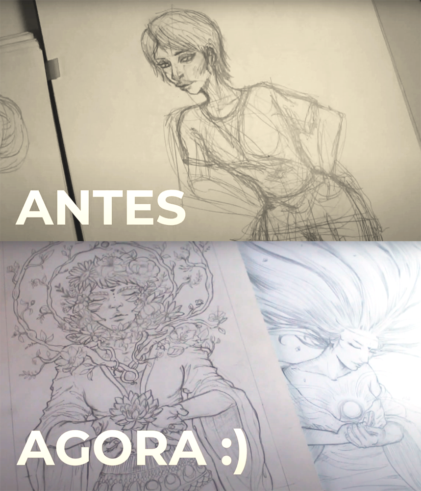 foto dos meus desenhos antigos versus desenhos de agora