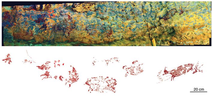 desenho em parede de caverna datada de mais de 40 mil anos atrás