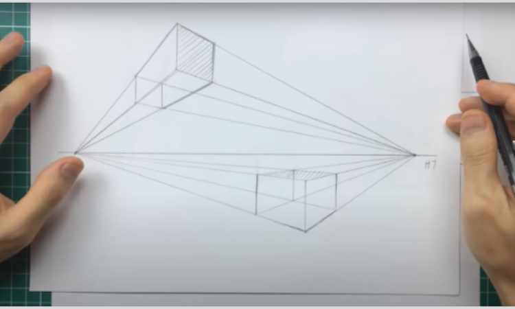 desenho de perspectiva partindo de 2 pontos