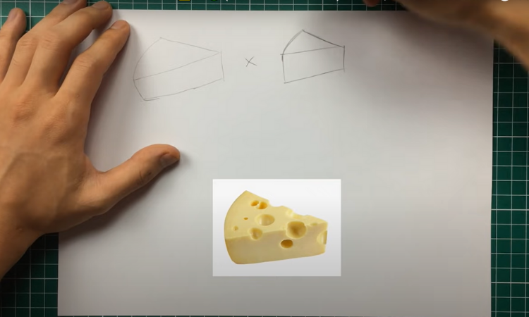 desenho de pedaço de queijo em 3D