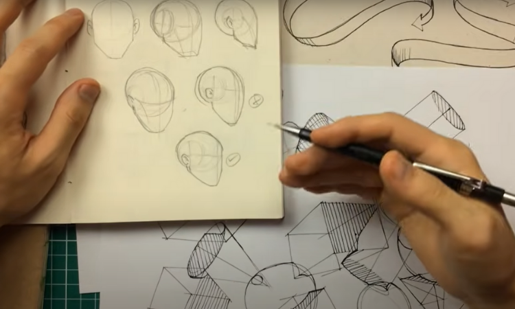 desenho de cabeça em 3 dimensões 3D com formas geometricas