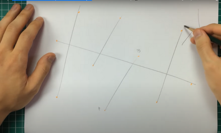 exercício de linhas entre colunas ligando os pontos para melhorar o traço no desenho