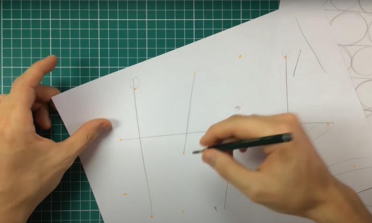 folha na diagonal para melhorar o traço no desenho