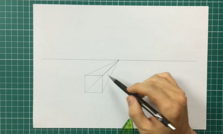 Exercício de perspectiva com 1 ponto de fuga conexão dos pontos de fuga