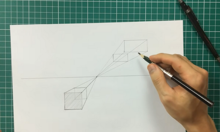 Exercício de perspectiva com 1 ponto com folha completa