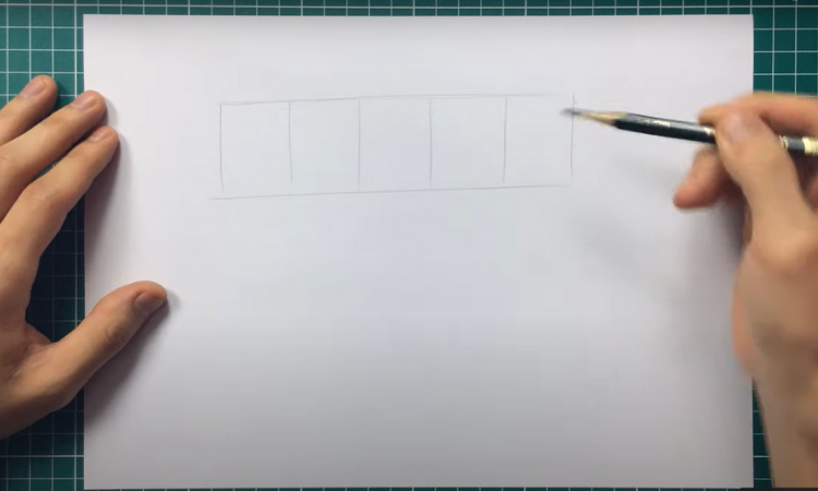 Exercício de gradiente: Desenho de um retângulo com 5 partes