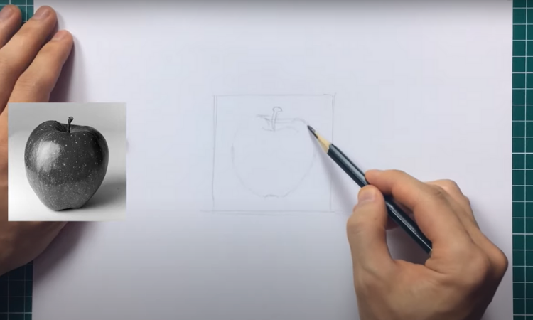 Exercício de cópia de luz e sombra - desenho da maça 